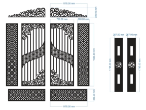 File thiết kế cổng 4 cánh bản vẽ mới nhất