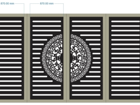 File thiết kế cổng 4 cánh trống đồng dxf