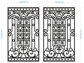File thiết kế cổng cnc 2 cánh vuông