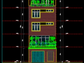 File thiết kế đầy đủ chi tiết cho mẫu nhà mặt phố 5 tầng gồm 2 mặt tiền có diện tích 7x14m