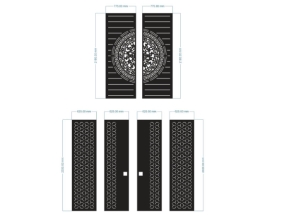 File thiết kế kích thước cổng 2 cánh trống đồng và 4 canh bông tuyết