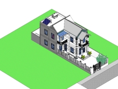 File thiết kế mẫu nhà 2 tầng mái thái đẹp kích thước 7x17.65m gồm: kiến trúc và phối cảnh