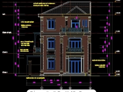 File thiết kế nhà ở phố 3 tầng hai mặt tiền, sang trọng kích thước 11x20m gồm: kiến trúc, kết cấu.