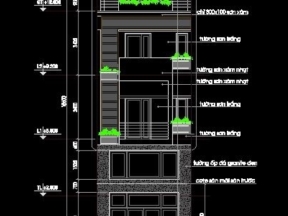File thiết kế nhà phố 4 tầng kích thước 5x20m