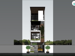 File.skp nhà ở phố 4 tầng kiểu mới mặt tiền 5m (sketchup 2018)