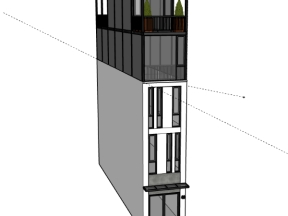 Free download thiết kế .skp nhà ở phố 5 tầng diện tích xây dựng 3x18.5m
