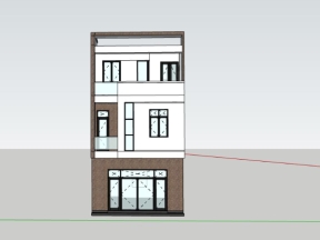 Free mẫu nhà phố 3 tầng 6x14.3m model sketchup  