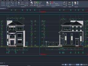 Full autocad biệt thự 3 tầng hiện đại 8.7x12.7m. Hồ sơ thi công kiến trúc, kết cấu, điện nước.