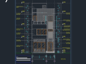 Full autocad nhà phố 3 tầng 1 tum 6x10.4m (đất 6X15.2m). Hồ sơ thi công kiến trúc, kết cấu, điện nước.