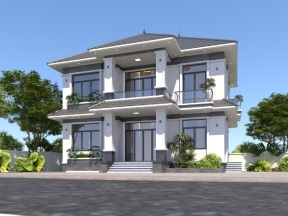 Full bản vẽ biệt thự vườn mái Nhật 2 tầng