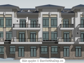 Full bản vẽ đầy đủ (kt+me+kc+sketchup) nhà liên kế dự án 4 tầng diện tích 6x14m