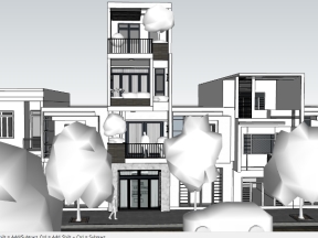 Full bản vẽ nhà phố 4 tầng 5x20m gồm autocad kiến trúc, kết cấu, điện nước và model 3d sketchup