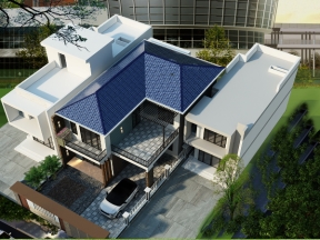 Full bản vẽ thiết kế kỹ thuật thi công nhà mái Nhật 2 tầng kích thước: 9.22x14.59m