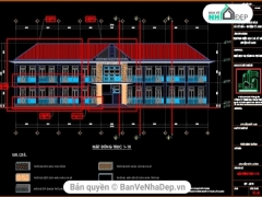 Full bản vẽ thiết kế trường tiểu học 2 tầng 8 phòng gồm: KT+KC+M&E và dự toán
