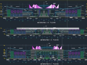 Full file cad và kinh phí trung tâm hội nghị 3 tầng diện tích 89x124m