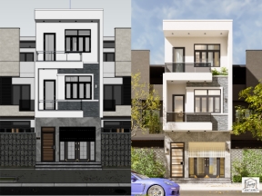 Full hồ sơ bản vẽ nhà phố 3 tầng hiện đại 5x14.2m (Đầy đủ CAD kiến trúc + 3D SketchUp + D5 Render)