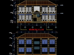 Full hồ sơ kiến trúc kết cấu mẫu trường tiểu học công lập Long Mỹ 2 tầng 8x18.4m