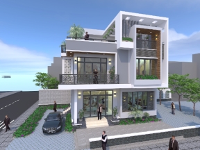 Full hồ sơ nhà biệt thự 2 tầng 1 tum sang trọng 10x9.65m.