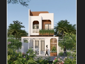Full hồ sơ thi công (CAD+sketchup) mẫu nhà phố 2 tầng 5.5x16m