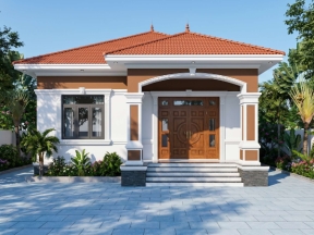 Full hồ sơ thiết kế 1 tầng 9.46x16.37m Mái Nhật