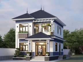 Full hồ sơ thiết kế kỹ thuật thi công nhà 2 tầng biệt thự mái Nhật kích thước: 7.2x12.75m có phối cảnh kèm theo