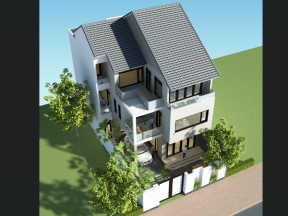 Full hồ sơ thiết kế mẫu biệt thự 3 tầng 10x15m mái dốc