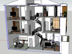 Full thiết kế nhà phố lệch tầng 5x15m (Cad- Sketchup- Chi tiết)