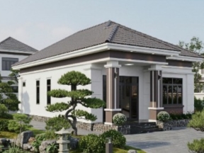 Hồ sơ bản vẽ biệt thự vườn  trệt 3 phòng ngủ 8x13m