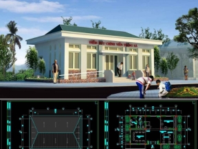 Hồ sơ bản vẽ dwg cao ốc bưu chính viễn thông xã