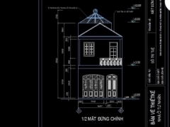 Hồ sơ bản vẽ kiến trúc thiết nhà liền kề 2 tầng KT 4.5x14m 