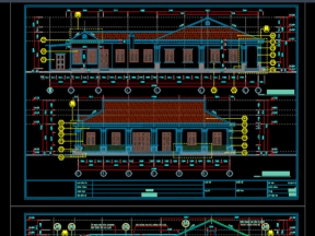 Hồ sơ bản vẽ nhà ăn cán bộ 18x29.7m đầy đủ kiến trúc, kết cấu, điện, nước