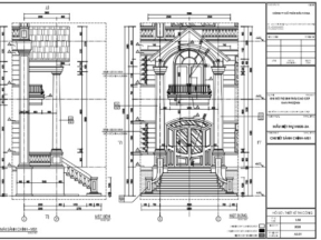 Hồ sơ bản vẽ nhà biệt thự 3 tầng 16x18m đầy đủ kiến trúc