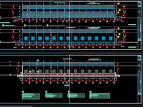 Hồ sơ bản vẽ nhà để xe thư viện 10x52m đầy đủ kiến trúc, kết cấu, điện, nước