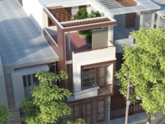 Hồ sơ bản vẽ thiết kế nhà phố 2.5 tầng KT 4.6x17.5m su phối cảnh