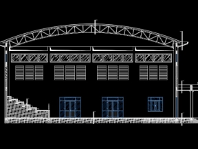 Hồ sơ Bản vẽ thiết kế Nhà thi đấu đa năng 24x34m, kết cấu mái vòm 24m.