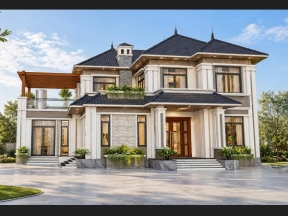Hồ sơ biệt thự mái Nhật 2 tầng 12x20m – Full kiến trúc, kết cấu, điện nước và SketchUp
