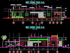 Hồ sơ file cad cửa hàng cà phê phần kiến trúc