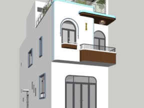 Hồ sơ file cad nhà ở 2 tầng 1 tum 5x16m