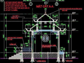 Hồ sơ file cad nhà thờ họ 3.3x3.3m phần kiến trúc và kết cấu