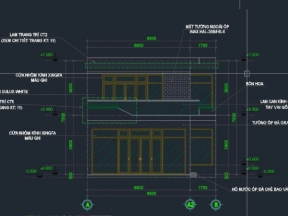 Hồ sơ file cad thi công mẫu biệt thự vườn 2 tầng 8.5x35m kích thước kc dn