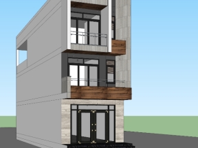 Hồ sơ hồ sơ kiến trúc và 3d .skp mẫu nhà phố 5x16m 3 tầng 