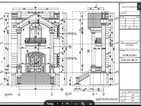 Hồ sơ kiến trúc mẫu nhà biệt thự 3 tầng 14.7x17.5m