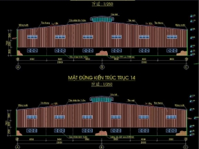 Hồ sơ kiến trúc và kết cấu nhà xưởng thép 50×100m