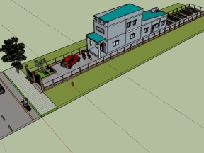 Hồ sơ mẫu xin giấy phép xây dựng nhà dân 1 tầng gác lửng diện tích 4.3x21m kèm theo mẫu bản vẽ 3dmax