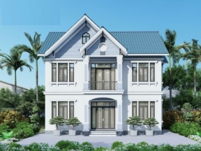 Hồ sơ revit bản vẽ kiến trúc nhà biệt thự 2 tầng mái thái 9x11m