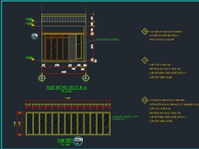 Hồ sơ thiết kế Autocad Nhà phố 1 tầng 5x16.22m (Kiến trúc, kết cấu, điện, nước)