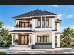 Hồ sơ thiết kế biệt thự 2 tầng mái Nhật 10x12.5m – Full kiến trúc, kết cấu, điện nước và SketchUp
