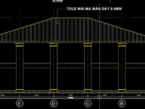 Hồ sơ thiết kế cad nhà máy công nghiệp 2 tầng 25x17m cao cấp