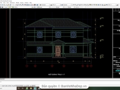 Hồ sơ thiết kế file cad kiến trúc mẫu biệt thự gia đình 02 tầng mái thái kích thước 8.8x16.3m cực chi tiết