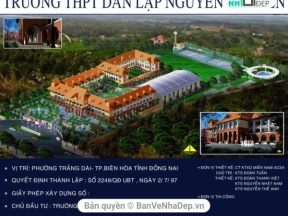 Hồ sơ thiết kế kiến trúc trường phổ thông dân lập Nguyễn Khuyến cao 3 tầng